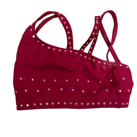 Double Platinum Dance Costume Red Set Girls, Custom Bedazzled Like New Condition - Picture 3 of 8